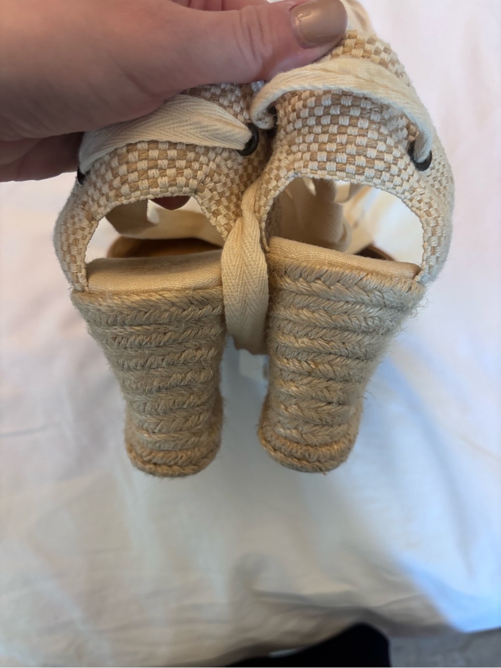 Tan Espadrille Wedge Wrap Sandals - Picture 2 of 4